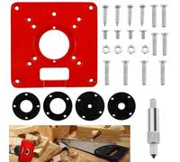 LYDODOKA Router Table Insert Plate, Aluminum Alloy Trimming Machine Flip Board with Screws, Woodworking Engraving Machine Accessory for Router Table, Red