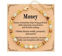 Lydow - Natural Crystal Bracelet for Women Anxiety Relief New Beginnings Triple Protection Empath Protection Jewelry Gift 6.5+2 inch, Medio, Metal, No Gemstone