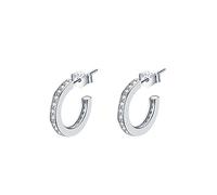 Lydreewam 925 Sterling Silver Half Hoop Earrings for Women 3A Cubic Zirconia Hoop Earrings, Diameter 15mm