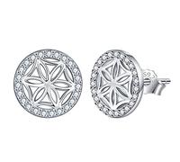 Lydreewam Flower of Life Earrings for Women 925 Sterling Silver Sacred Geometry Earrings for Mum Wife Girlfriend, Diameter 10mm