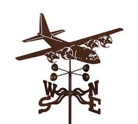 LYDSB Vane Steel C130 Airplane Weathervane 80” Height, Includes Metal Garden Mount, Wind Cups & Brackets | Hand-Crafted and Family-Owned, Made in The USA with Triple Powder Coating,
