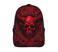 LYDSKGEQ 16 In Laptop Backpack Water Resistant Travel Daypack | Demon Skull And Horns, Breathable Airflow Back Panel, Adjustable Ergonomic Shoulder Straps, Foam-Padded Top Carry Handle