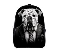 LYDSKGEQ 16 In Laptop Backpack Water Resistant Travel Daypack | Dog in Suit, Breathable Airflow Back Panel, Adjustable Ergonomic Shoulder Straps, Foam-Padded Top Carry Handle