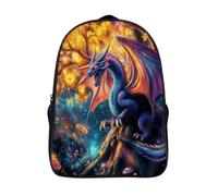 LYDSKGEQ 16 In Laptop Backpack Water Resistant Travel Daypack | Dragon in The Jungle, Breathable Airflow Back Panel, Adjustable Ergonomic Shoulder Straps, Foam-Padded Top Carry Handle