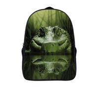 LYDSKGEQ 16 In Laptop Backpack Water Resistant Travel Daypack | Gator Lurking Green, Breathable Airflow Back Panel, Adjustable Ergonomic Shoulder Straps, Foam-Padded Top Carry Handle