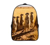LYDSKGEQ 16 In Laptop Backpack Water Resistant Travel Daypack | Meerkats on The Grassland, Breathable Airflow Back Panel, Adjustable Ergonomic Shoulder Straps, Foam-Padded Top Carry Handle