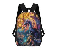 LYDSKGEQ 17 In Laptop Backpack Water Resistant Travel Backpack Black | Dragon in The Jungle, Breathable Airflow Back Panel, Adjustable Ergonomic Shoulder Straps, Foam-Padded Top Carry Handle