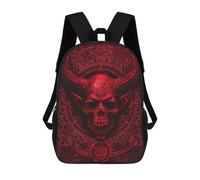 LYDSKGEQ 17 In Laptop Backpack Water Resistant Travel Daypack Black | Demon Skull And Horns, Breathable Airflow Back Panel, Adjustable Ergonomic Shoulder Straps, Foam-Padded Top Carry Handle