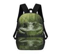 LYDSKGEQ 17 In Laptop Backpack Water Resistant Travel Daypack Black | Gator Lurking Green, Breathable Airflow Back Panel, Adjustable Ergonomic Shoulder Straps, Foam-Padded Top Carry Handle