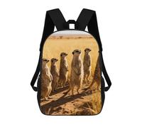 LYDSKGEQ 17 In Laptop Backpack Water Resistant Travel Daypack Black | Meerkats on The Grassland, Breathable Airflow Back Panel, Adjustable Ergonomic Shoulder Straps, Foam-Padded Top Carry Handle