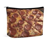 LYDSKGEQ 3D Pizza Pepperoni Makeup Bag Wide-Open Travel Bag Organizer for Toiletry Make Up Cosmetic Waterproof Portable Zipper Pouch Purse Lightweight Small Makeupbag Gift for Women Girl