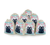 LYDSKGEQ 8Pcs Cotton Drawstring Bags, Reusable Cute Heart Cat Sachet Bag Empty, Burlap Bags with Drawstring, Muslin Bag Bulk, Jewelry Gift Pouch for Party Wedding Home Storage (5x7 Inch)