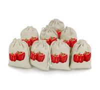 LYDSKGEQ 8Pcs Cotton Drawstring Bags, Reusable Red Bell Peppers Sachet Bag Empty, Burlap Bags with Drawstring, Muslin Bag Bulk, Jewelry Gift Pouch for Party Wedding Home Storage (5x7 Inch)