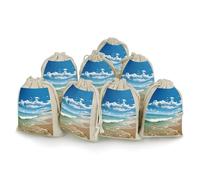 LYDSKGEQ 8Pcs Cotton Drawstring Bags, Reusable Sandy Beach Sachet Bag Empty, Burlap Bags with Drawstring, Muslin Bag Bulk, Jewelry Gift Pouch for Party Wedding Home Storage (5x7 Inch)