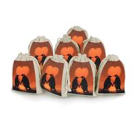 LYDSKGEQ 8Pcs Cotton Drawstring Bags, Reusable Two Penguins in Love Sachet Bag Empty, Burlap Bags with Drawstring, Muslin Bag Bulk, Jewelry Gift Pouch for Party Wedding Home Storage (5x7 Inch)