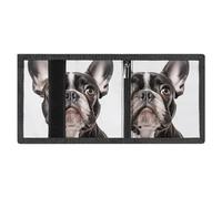 LYDSKGEQ A French Bulldog Slim Rfid Blocking Trifold Wallet for Men Minimalist Front Zipper Pocket 8 Card Slots 1 Id Window & Key Hook Lightweight Credit Card Holder for Work Traveling