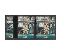 LYDSKGEQ A Taxi Dog Slim Rfid Blocking Trifold Wallet for Men Minimalist Front Zipper Pocket 8 Card Slots 1 Id Window & Key Hook Lightweight Credit Card Holder for Work Traveling