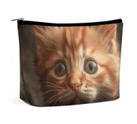 LYDSKGEQ An Orange Cat Makeup Bag Wide-Open Travel Bag Organizer for Toiletry Make Up Cosmetic Waterproof Portable Zipper Pouch Purse Lightweight Small Makeupbag Gift for Women Girl