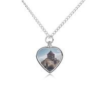 LYDSKGEQ Armenian Church Urn Necklaces for Ashes Personalized Human Pet Cremation Jewelry Customized Keepsake Locket Pendant with Filling Kit Memorial Gift for Dog Cat Lover Women Men(Heart)