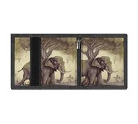 LYDSKGEQ Asian Elephant with Tree Slim Rfid Blocking Trifold Wallet for Men Minimalist Front Zipper Pocket 8 Card Slots 1 Id Window & Key Hook Lightweight Credit Card Holder for Work Traveling