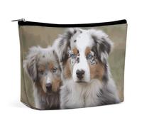 LYDSKGEQ Australian Shepherd Makeup Bag Wide-Open Travel Bag Organizer for Toiletry Make Up Cosmetic Waterproof Portable Zipper Pouch Purse Lightweight Small Makeupbag Gift for Women Girl