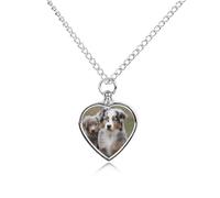 LYDSKGEQ Australian Shepherd Urn Necklaces for Ashes Personalized Human Pet Cremation Jewelry Customized Keepsake Locket Pendant with Filling Kit Memorial Gift for Dog Cat Lover Women Men(Heart)