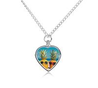 LYDSKGEQ Beach Pineapple Urn Necklaces for Ashes Personalized Human Pet Cremation Jewelry Customized Keepsake Locket Pendant with Filling Kit Memorial Gift for Dog Cat Lover Women Men(Heart)