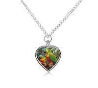 LYDSKGEQ Bird Parrot Painting Urn Necklaces for Ashes Personalized Human Pet Cremation Jewelry Customized Keepsake Locket Pendant with Filling Kit Memorial Gift for Dog Cat Lover Women Men(Heart)