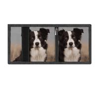 LYDSKGEQ Border Collie Slim Rfid Blocking Trifold Wallet for Men Minimalist Front Zipper Pocket 8 Card Slots 1 Id Window & Key Hook Lightweight Credit Card Holder for Work Traveling