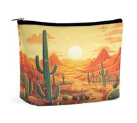 LYDSKGEQ Cactus at Sunset Makeup Bag Wide-Open Travel Bag Organizer for Toiletry Make Up Cosmetic Waterproof Portable Zipper Pouch Purse Lightweight Small Makeupbag Gift for Women Girl