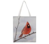 LYDSKGEQ Cardinal Bird Tote Bags Heavy Duty Cotton Canvas Shopping Bags with Handles 16x15 Reusable Grocery Bag for Women Men Travel Beach Picnic Office Market Beach Carry-All