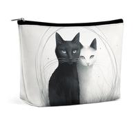 LYDSKGEQ Cats Hugging Makeup Bag Wide-Open Travel Bag Organizer for Toiletry Make Up Cosmetic Waterproof Portable Zipper Pouch Purse Lightweight Small Makeupbag Gift for Women Girl