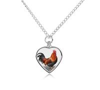 LYDSKGEQ Chicken Rooster Urn Necklaces for Ashes Personalized Human Pet Cremation Jewelry Customized Keepsake Locket Pendant with Filling Kit Memorial Gift for Dog Cat Lover Women Men(Heart)