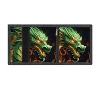 LYDSKGEQ Chinese Dragon Slim Rfid Blocking Trifold Wallet for Men Minimalist Front Zipper Pocket 8 Card Slots 1 Id Window & Key Hook Lightweight Credit Card Holder for Work Traveling