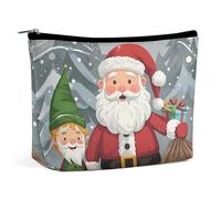 LYDSKGEQ Christmas Traditional Gnome Makeup Bag Wide-Open Travel Bag Organizer for Toiletry Make Up Cosmetic Waterproof Portable Zipper Pouch Purse Lightweight Small Makeupbag Gift for Women Girl