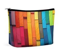 LYDSKGEQ Colorful Board Makeup Bag Wide-Open Travel Bag Organizer for Toiletry Make Up Cosmetic Waterproof Portable Zipper Pouch Purse Lightweight Small Makeupbag Gift for Women Girl