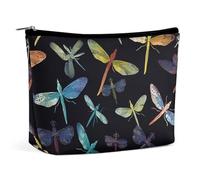 LYDSKGEQ Colorful Dragonfly Makeup Bag Wide-Open Travel Bag Organizer for Toiletry Make Up Cosmetic Waterproof Portable Zipper Pouch Purse Lightweight Small Makeupbag Gift for Women Girl