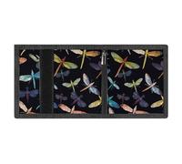 LYDSKGEQ Colorful Dragonfly Slim Rfid Blocking Trifold Wallet for Men Minimalist Front Zipper Pocket 8 Card Slots 1 Id Window & Key Hook Lightweight Credit Card Holder for Work Traveling