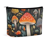 LYDSKGEQ Colorful Mushroom Makeup Bag Wide-Open Travel Bag Organizer for Toiletry Make Up Cosmetic Waterproof Portable Zipper Pouch Purse Lightweight Small Makeupbag Gift for Women Girl
