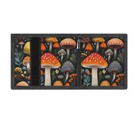LYDSKGEQ Colorful Mushroom Slim Rfid Blocking Trifold Wallet for Men Minimalist Front Zipper Pocket 8 Card Slots 1 Id Window & Key Hook Lightweight Credit Card Holder for Work Traveling
