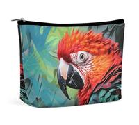 LYDSKGEQ Colorful Parrot Makeup Bag Wide-Open Travel Bag Organizer for Toiletry Make Up Cosmetic Waterproof Portable Zipper Pouch Purse Lightweight Small Makeupbag Gift for Women Girl