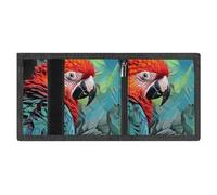 LYDSKGEQ Colorful Parrot Slim Rfid Blocking Trifold Wallet for Men Minimalist Front Zipper Pocket 8 Card Slots 1 Id Window & Key Hook Lightweight Credit Card Holder for Work Traveling
