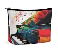 LYDSKGEQ Colorful Piano Keyboard Makeup Bag Wide-Open Travel Bag Organizer for Toiletry Make Up Cosmetic Waterproof Portable Zipper Pouch Purse Lightweight Small Makeupbag Gift for Women Girl