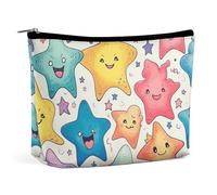 LYDSKGEQ Colorful Stars Makeup Bag Wide-Open Travel Bag Organizer for Toiletry Make Up Cosmetic Waterproof Portable Zipper Pouch Purse Lightweight Small Makeupbag Gift for Women Girl
