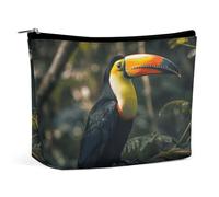 LYDSKGEQ Colorful Toucan Makeup Bag Wide-Open Travel Bag Organizer for Toiletry Make Up Cosmetic Waterproof Portable Zipper Pouch Purse Lightweight Small Makeupbag Gift for Women Girl