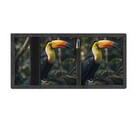 LYDSKGEQ Colorful Toucan Slim Rfid Blocking Trifold Wallet for Men Minimalist Front Zipper Pocket 8 Card Slots 1 Id Window & Key Hook Lightweight Credit Card Holder for Work Traveling