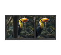 LYDSKGEQ Colorful Toucan Slim Rfid Blocking Trifold Wallet for Men Minimalist Front Zipper Pocket 8 Card Slots 1 Id Window & Key Hook Lightweight Credit Card Holder for Work Traveling