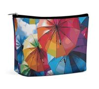 LYDSKGEQ Colorful Umbrella Makeup Bag Wide-Open Travel Bag Organizer for Toiletry Make Up Cosmetic Waterproof Portable Zipper Pouch Purse Lightweight Small Makeupbag Gift for Women Girl