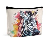 LYDSKGEQ Colorful Zebra Makeup Bag Wide-Open Travel Bag Organizer for Toiletry Make Up Cosmetic Waterproof Portable Zipper Pouch Purse Lightweight Small Makeupbag Gift for Women Girl