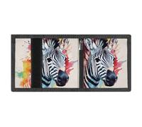 LYDSKGEQ Colorful Zebra Slim Rfid Blocking Trifold Wallet for Men Minimalist Front Zipper Pocket 8 Card Slots 1 Id Window & Key Hook Lightweight Credit Card Holder for Work Traveling